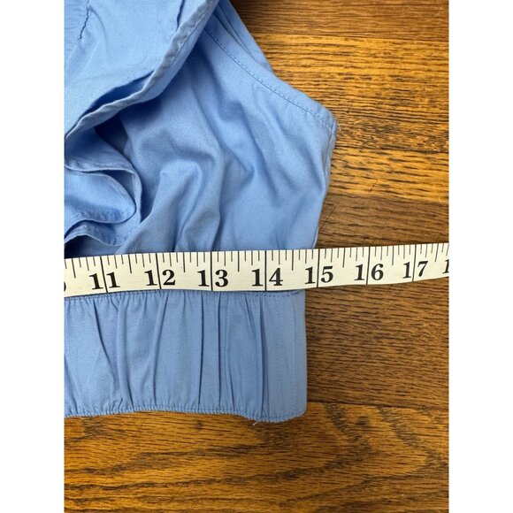 Abercrombie & Fitch Top Small Blue Ruffle V-Neck Cropped Romantic Boho - Picture 8 of 8